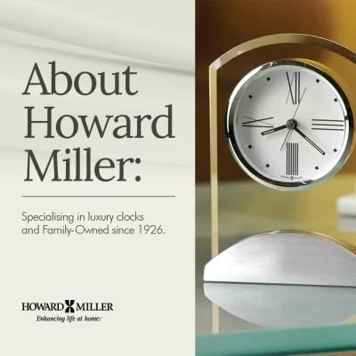 Howard Miller Tribeca Tabletop Alarm Clock – Quartz Movement, Brushed Aluminum Base & Beveled Glass Accents
