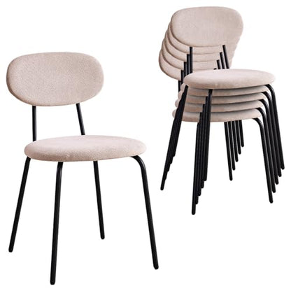 Stackable Guest Chairs Set of 6, Upholstered Waiting Room Chairs with Metal Legs for Reception, Breakroom, School, Meeting, Office - color: Khaki, size: Set of 6