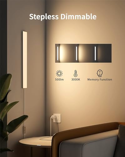 ASOKO Under Cabinet Lights, Upgrade 16inch LED Closet Light with Dimmable 3000K Warm White and Memory Function, Plug-in Under Counter Lights for Kitchen/Desk/Shelf/Workbench/Display Case/Room | ASOKO 16" Under Cabinet LED Light, Dimmable 3000K Plug in Clo