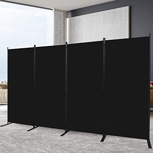 Room Divider 4 Panel-136''Wide,6FT Room Dividers and Folding Privacy Screen | Privacy Protection & No Gaps, Fabric Divider Panel for Room Partition,Freestanding Wall Divider Screen for Classroom, Office - color: Black, size: 4 Panel-136''W