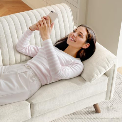 64.5" Loveseat Sofa, Chenille Loveseat Couch for Living Room, Beige | 23.2" Deep Seat Love seat with Padded Arms, Comfy Modern Small Couches for Bedroom, Small Spaces, Dorms, Office, Apartment - color: Beige