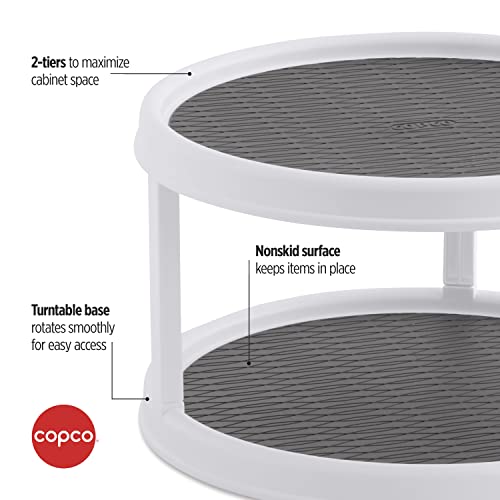 Copco Non-Skid Turntable, 2-Tier, 12-Inch, Durable & Easy Clean, White/Gray - color: White/Gray