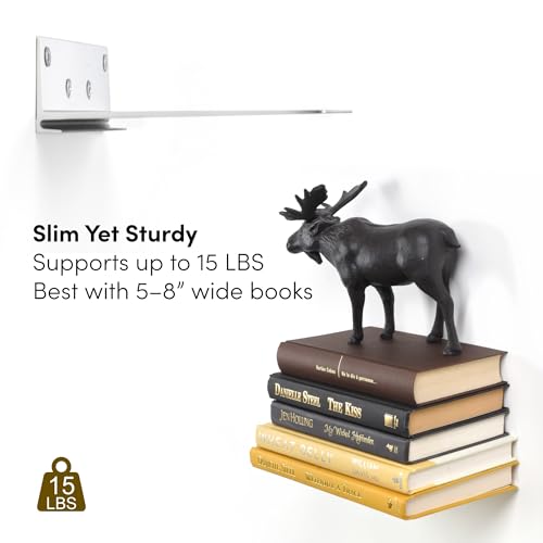 Floating Invisible Bookshelf Wall Mounted (Set of 4) - Aluminum - Turn Books into Floating Shelves - size: Large