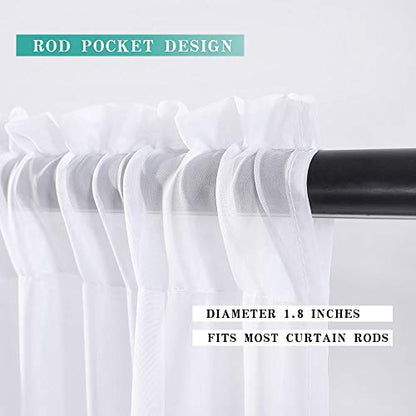 MIULEE 2 Panels Kitchen Tiers Half Window Sheer Curtains 29 X 36 Inch White | Rod Pocket, Voile Drapes, Kitchen, Bathroom, Small Windows, Tiers - color: White, size: 29"W x 36"L (Pack of 2)