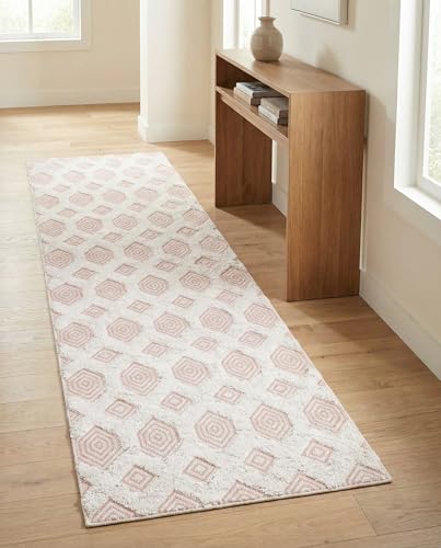 Rugs.com - Sabrina Soto Casa Rug – 8 Ft Runner Pink Modern High-Low Textured Runner for Hallways and Entryways - color: Pink, size: 2'3" x 8' (Runner)