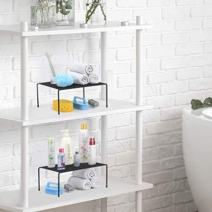 Set of 2 Mesh Kitchen Shelves Cabinet Storage Shelf Rack (13.1 x 10.2 Inch) ，Kitchen Bathroom Pantry Cupboard Desk Home Office, Fridge, Cabinet, Bathroom Cupboard, Non-slip Plastic Feet (2, Black) - color: Black