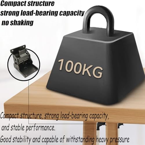 Space Saving Foldable Table Brackets - Heavy Duty Wall Mount Floating Desk Legs, Extendable for Drop Leaf Dining Table, 4 Pack Black-Easy Install