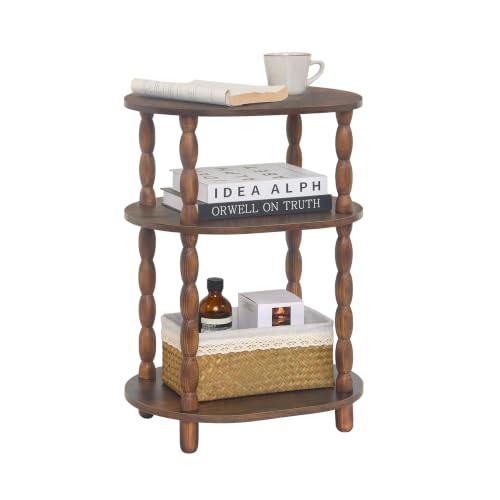 MaxSmeo Side Table, 3-Tier Small End Table, Modern Oval Night Stand Accent Table for Living Room, Bedroom, Rustic Brown - color: Rustic Brown