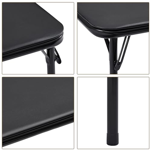 VECELO Folding Card Table and Chair Set of 5 Portable with Padded Tabletop, No Assembly Required, Black - color: Black, style: Table & 4 Chairs