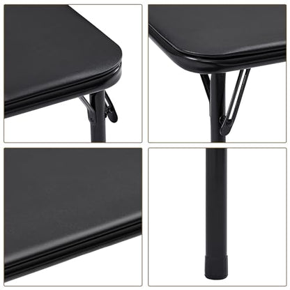VECELO Folding Card Table and Chair Set of 5 Portable with Padded Tabletop, No Assembly Required, Black - color: Black, style: Table & 4 Chairs