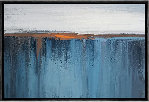 SIGNWIN Framed Canvas Print Wall Art Vibrant Orange Blue Color Field Landscape Abstract Shapes Illustrations Modern Art Decorative Elements Colorful for Living Room, Bedroom, Office - 16"x24" Black - color: A11-02-fine-2022, size: 24"L x 16"W