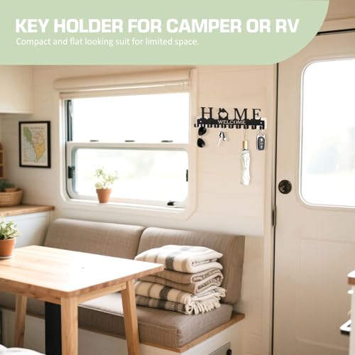 Key Holder Wall Mount, Adhesive Key Hanger with 10 Hooks, Black | Metal Material, 2 Mount Options, Compact Design, Cute Wall Decoration, Suit for Entryway, Doorway, Hallway, RV, Garage - style: 10 Hooks