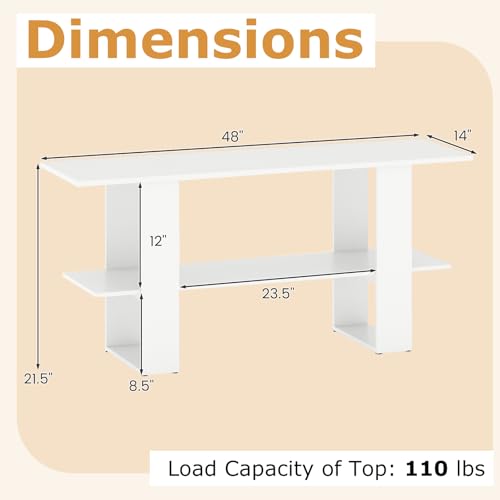 GIANTEX Modern TV Stand for 55 Inch TV, White Entertainment Center with Open Storage Shelf, Wood Media Console Table for Living Room Bedroom Entryway - color: White