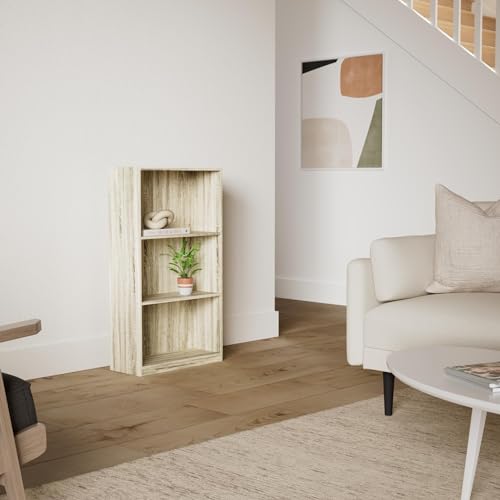 Furinno BASIC Book Shelf, 3-Tier Modern Bookshelf, Bookcase with Open Shelves, 9.3 x 21.8 x 39.5, for Living Room, Bedroom, Home Office, Sonoma Oak - color: Sonoma Oak, size: 3-Tier
