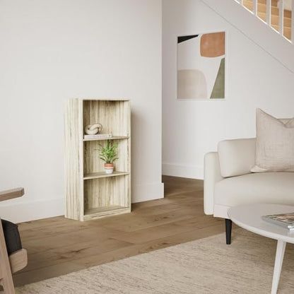 Furinno BASIC Book Shelf, 3-Tier Modern Bookshelf, Bookcase with Open Shelves, 9.3 x 21.8 x 39.5, for Living Room, Bedroom, Home Office, Sonoma Oak - color: Sonoma Oak, size: 3-Tier