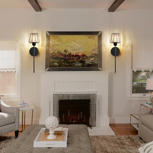 Battery Operated Crystal Wall Sconce Set of 2, Black Rechargeable Wireless Wall Sconces with Remote Dimmable 12 Colors Modes Led Wall Lights, Wall Lamp for Bedroom Living Room Hallway 2 Bulbs Included - color: Black