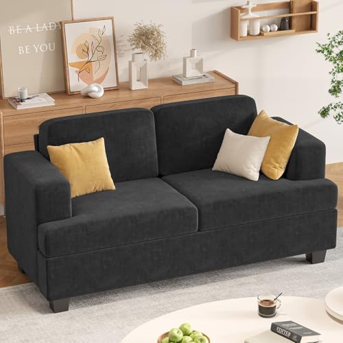 Apicizon 63" Cloud Sofa Loveseat Sofas, Comfy Loveseat Couch for Bedroom Living Room, Couch Sofa with Removable Cushions, Dark Grey Chenille - color: Dark Grey Chenille, size: Loveseat