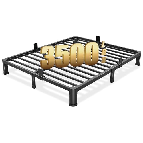 6 inch King Size Bed Frame with Round Corner Legs Mattress Slide Stopper,Low Profile Heavy Duty Metal Platform,Steel Slat Support,No Box Spring Needed,Easy Assembly,Noise Free - size: King, style: 6 inch
