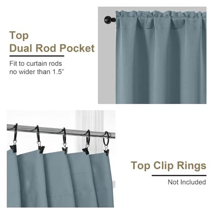 Extra Long 10 FT Blackout Curtains for Patio 120 Inches Long 2 Panels Set, Solid Thermal Insulated Energy Saving Rod Pocket Window Treatment Curtains Blackout Drapes, W50xL120, Stone Blue - color: Mineral Blue, size: 50"W x 120"L (Pack of 2)