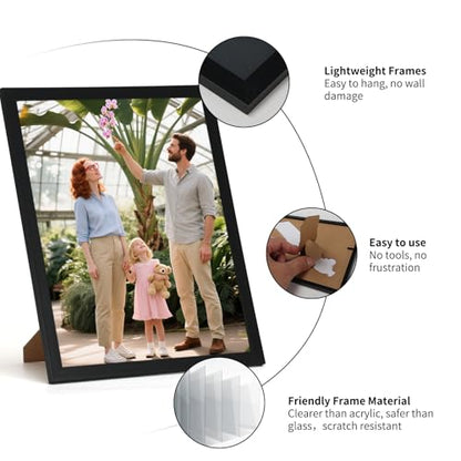 Giftgarden 8x10 Picture Frame Black Set of 16, Lightweight 8 by 10 Photo Frames Bulk for Gallery, Office, Living Room Wall Hanging and Tabletop Display - color: Black*16, size: 8x10