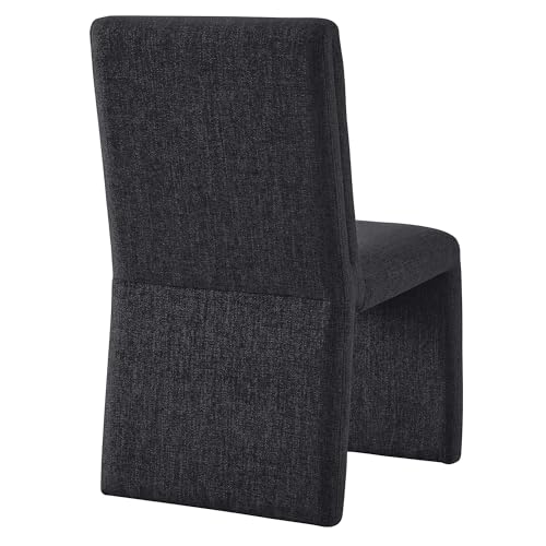 Modway Emory Fabric Slipper Dining Chair in Ebony – Upholstered Armless Dining Side Chair – Versatile Modern Accent Chair or Vanity Chair - color: Ebony