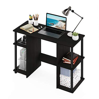 Furinno JAYA Desk, 38.4" Wide Gaming Desk, Computer Study Desk, Office Desk with Side Shelves, Open Storage, for Home Office, Bedroom, Dorm, Study Room, Espresso - color: Espresso