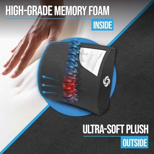 Samsonite Lumbar Support Pillow for Office Chair and Car Seat, Perfectly Balanced Memory Foam, Versatile Use Lower Back Cushion, Black Plush - color: Black Plush