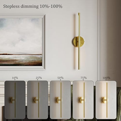 32" Battery Operated Wall Sconce Set of 2, 350° Rotating Lamp, Gold | Wireless, 8000mAh Rechargeable Battery, Stepless Dimming, 3000K-6000K, Remote & Touch Control, Timer, Living Room, Bedroom - color: Gold, size: 32 Inch (2 Pack)