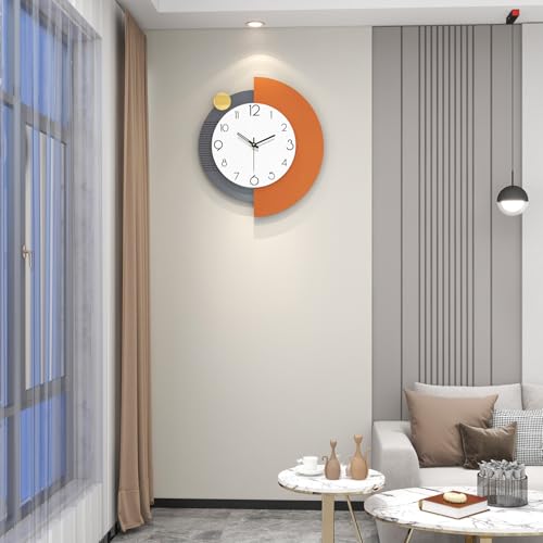 FLEBLE Decorative Wall Clock Silent Large Clock Battery Operated Home Decor | Analog Quality Quartz Wall Clock for Living Room,Kitchen,Office,Bathroom,Bedroom,Classroom Wall Decor,18x20 inches - size: 18*20in