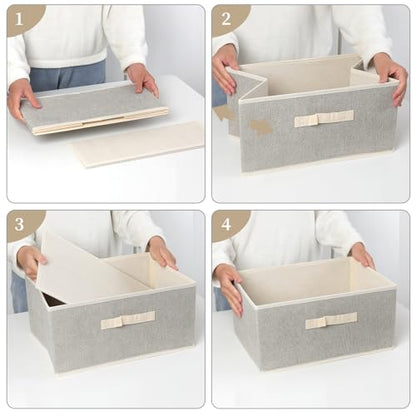 Storage Baskets, 15.7-Inch Woven Fabric Bins, Storage Cubes with Reinforced Handles, Organizer Bins for Closet Shelves, Foldable, for Toys, Clothes, Natural Beige (4PCS/Beige-15.7*11*7.8inch)