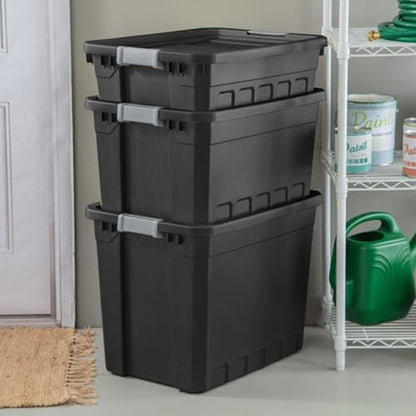 Sterilite 12-Pack Plastic Storage Bins with Lids, Stackable Containers, 10 Gallon, Black - size: 10 Gallon, style: 12 Pack