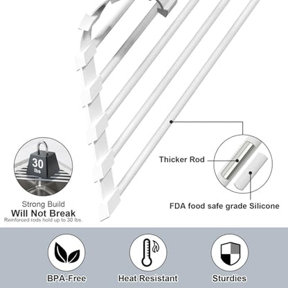 HANZENMA Triangular Sink Rack, Multi-Functional Rack Above the countertop, Foldable Sink Drying mat, Heat-Resistant, Non-Slip, and Rust-Proof Dish Rack (White) - color: White, size: Triangle: 15.8" x 9"