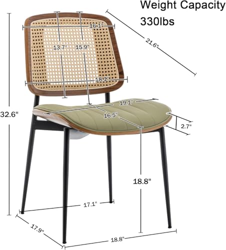 LUNLING Dining Room Chairs Set of 4 Mid Century Modern Retro Green Faux Leather Kitchen Chair with Walnut Bentwood Upholstered Seat Metal Legs Chair for Kitchen Dining Room Chairs(LightGreen) - color: Green2, size: Set of 4