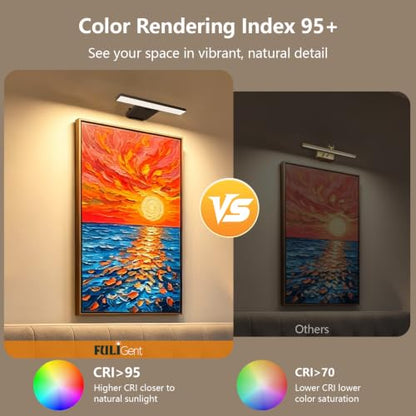 2 Pack Picture Lights for Wall, 6000mAh Battery Operated Wall Sconce with Remote, LED Lights for Pictures on Wall with Dimmable, No-Drill Cordless Picture Light for Frame, Gallery, Dartboard