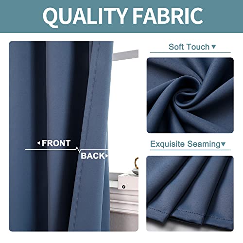 ChrisDowa Blackout Curtains for Bedroom and Living Room 40 Inches Long | 2 Panels Set, Thermal Insulated, Light Blocking, Room Darkening, Grommet, Window Drapes, Stone Blue, 29 x 40 Inch - color: Stone Blue, size: 29"W x 40"L (Pack of 2)