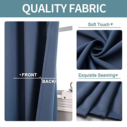 ChrisDowa Blackout Curtains for Bedroom and Living Room 50 Inches Long | 2 Panels Set, Thermal Insulated, Light Blocking, Room Darkening, Grommet, Window Drapes, Stone Blue, 29 x 50 Inch - color: Stone Blue, size: 29"W x 50"L (Pack of 2)