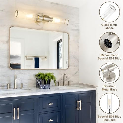 Morauroral Sand Nickel Battery Operated Wall Sconces Set of Two, Rechargeable Wall Sconce with Dimmable Remote Control, 20 Inch Wireless Sconce Wall Light for Bedroom, Living Room (Bulbs Included) - color: Sand Nickel