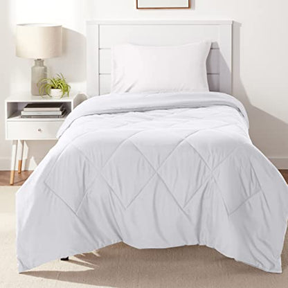 Amazon Basics Reversible Lightweight Microfiber All Season Comforter Blanket, Twin/Twin XL, White - color: White, size: Twin/Twin XL