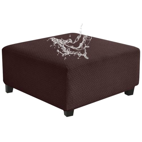 Levoberg Waterproof Square Ottoman Cover Large Square Folding Storage Ottoman Bench Slipcovers Footrest Stool Covers Oversized Ottoman Coffee Table Covers Cube with Elastic Bottom M Coffee - color: Coffee, size: Square-M