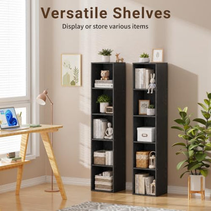 5 Cube Black Book Shelf, Tall Bookcase for Bedroom Home Office Living Room - color: Black, size: 5 Cube
