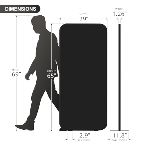 DECOLAB Freestanding Room Partition Divider Panel 29"x65" Midnight | Privacy Room Separator. For Offices, Classroom, Studio, Healthcare, Workspace. Scratch Resistance. - color: Midnight