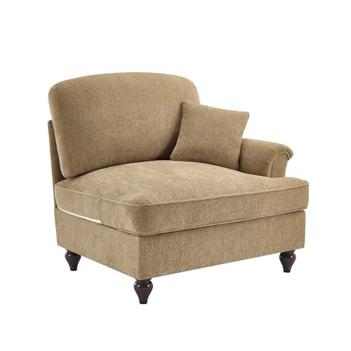 Modular Sofa with Ottoman & Pillow: Space Saving Sectional Couch for Small Apartments - Chenille Fabric Convertible Sofa Bed & Lounge Chair for Studio Living Rooms & Home Office