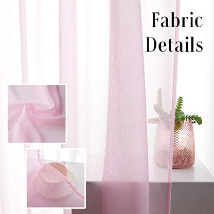 Baby Pink Semi Pink Sheer Curtains 63 Inch Length 2 Panels Faux Linen Baby Pink Sheers 63 with Rod Pocket for Girls Kids Room 52x63 - color: Baby Pink, size: 52"W x 63"L (Pack of 2)