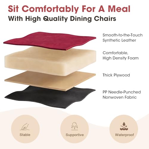 Dining Chairs Set of 2, Modern Faux Leather Kitchen Chairs | Faux Leather Upholstery, Curved Back, Metal Legs, Easy Clean, Dining Room, Kitchen, Breakfast Nook, Restaurant, Cafe, Magenta - color: Magenta, size: Set of 2