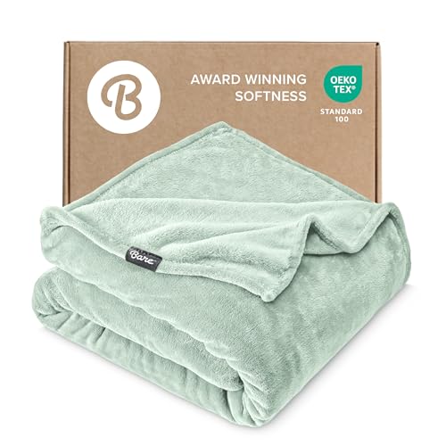 Bare Home Fleece Blanket Luxury Microplush (Full/Queen, Spring Mint) | Ultra-Soft Lightweight Blanket for Bed, Sofa, and Couch, Cozy & Warm Blanket - color: 14 - Spring Mint, size: Full/Queen