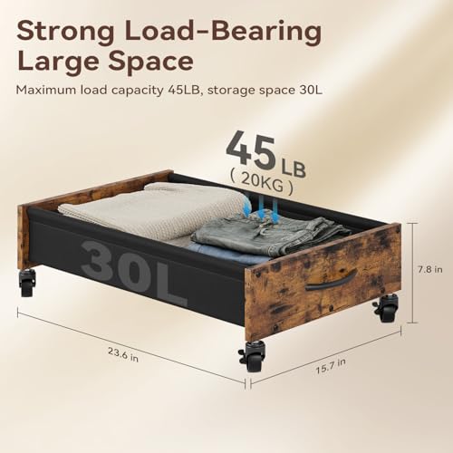 FOUCSSOMEI Under Bed Storage with Wheels, Under Bed Storage Drawers on Wheels, Metal Frame Under Bed Shoe Storage, Space-Saving for Bedroom Closet Organization - size: Normal Size