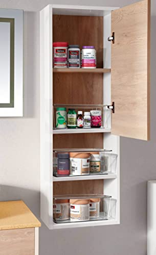 Hudgan Clear Plastic Storage Organizer Bins with Acrylic Lids for Home Office, Kitchen, Cupboard, Pantry Shelves, Medicine Cabinet, Craft Rooms - 4.5-Inches Tall - 4 Pack - color: Clear