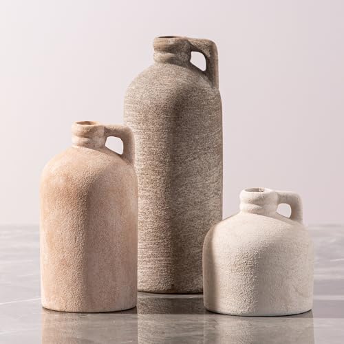 Ceramic Vase Home Table Decor - Flower Vase Set of 3 Living Room Kitchen Decorations Farmhouse Modern Rustic Vases Decorative Centerpiece for Shelf Bedroom Office Bathroom Dining Coffee Desk - color: 08-classic
