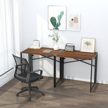 Lutown-Teen 32 inch Folding Small Desk, Mahogany | Writing Gaming Computer Camping Desk for Small Spaces, No Assembly Required Home Office Desk - color: Mahogany, size: 32 Inch