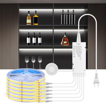 AIMENGTE Cabinet Light, LED Strip Lights, 6-in-1 12V COB Under Cabinet Lighting with Penetrable Touch Dimming, Energy-Efficient, for Wine Cabinets, Shoe Racks, Wardrobes, Kitchen Cabinets - color: Cold white 6500K, size: 6 X 3.3ft